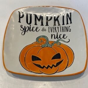 “Pumpkin Spice & Everything Nice” Square Cwramic Plate